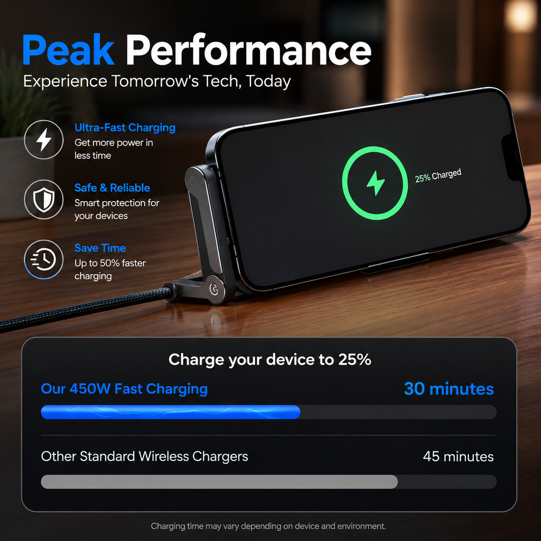 240W Ultra-Fast Charger Cable with Built-In Phone Stand