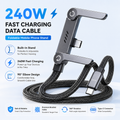240W Ultra-Fast Charger Cable with Built-In Phone Stand