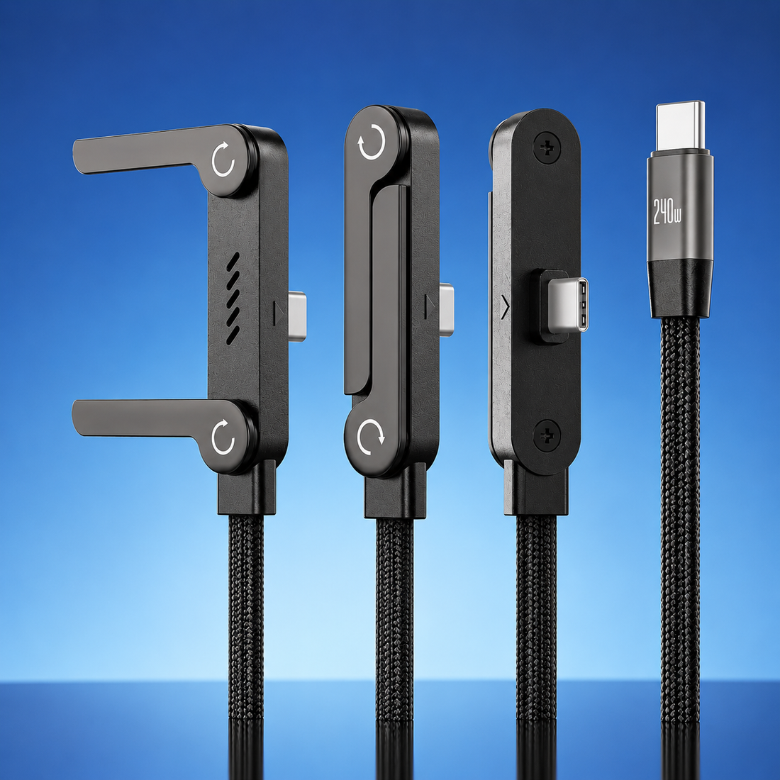 240W Ultra-Fast Charger Cable with Built-In Phone Stand